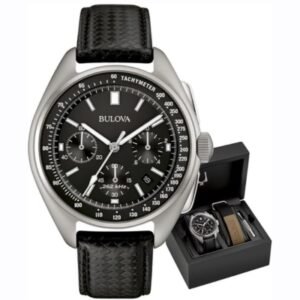 Bulova Men's Leather Strap Moon Watch