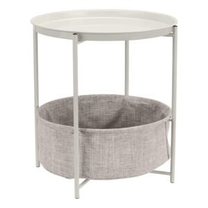 Amazon Basics Round Storage End Table, Side Table with Cloth