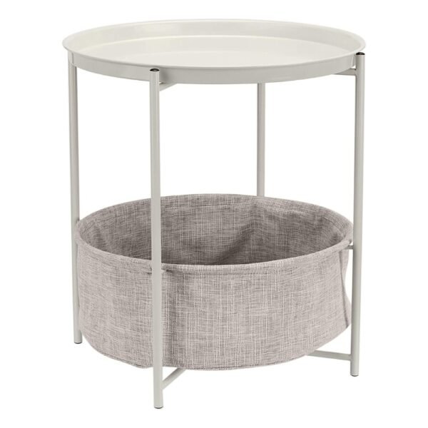 Amazon Basics Round Storage End Table, Side Table with Cloth